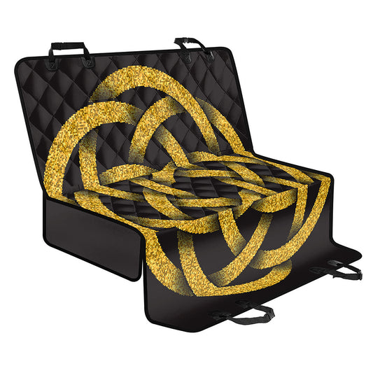 Gold Circle Celtic Knot Symbol Print Pet Car Back Seat Cover