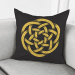 Gold Circle Celtic Knot Symbol Print Pillow Cover
