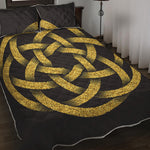 Gold Circle Celtic Knot Symbol Print Quilt Bed Set