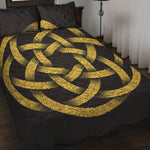Gold Circle Celtic Knot Symbol Print Quilt Bed Set