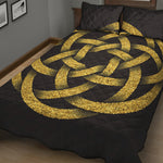 Gold Circle Celtic Knot Symbol Print Quilt Bed Set