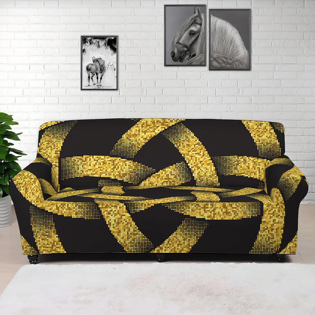 Gold Circle Celtic Knot Symbol Print Sofa Cover