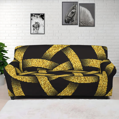 Gold Circle Celtic Knot Symbol Print Sofa Cover