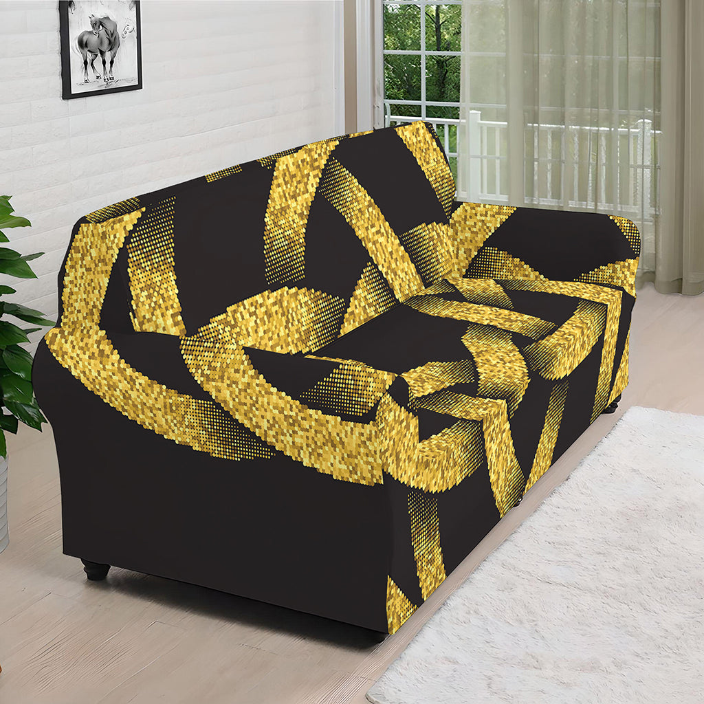 Gold Circle Celtic Knot Symbol Print Sofa Cover