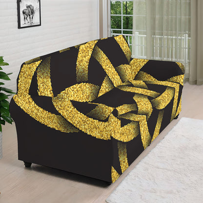 Gold Circle Celtic Knot Symbol Print Sofa Cover