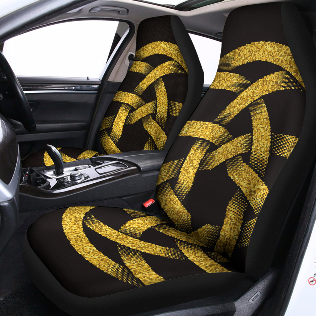 Gold Circle Celtic Knot Symbol Print Universal Fit Car Seat Covers