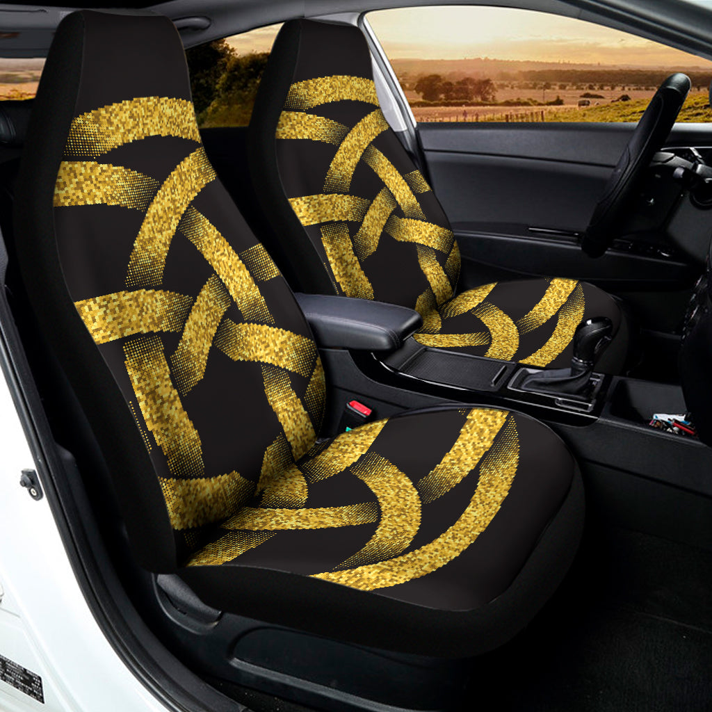 Gold Circle Celtic Knot Symbol Print Universal Fit Car Seat Covers