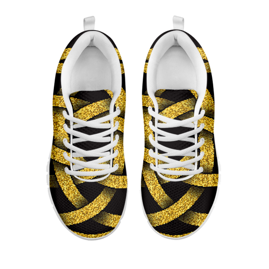 Gold Circle Celtic Knot Symbol Print White Sneakers