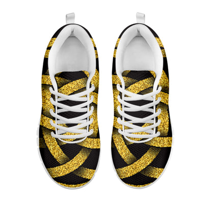 Gold Circle Celtic Knot Symbol Print White Sneakers