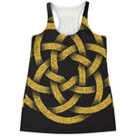 Gold Circle Celtic Knot Symbol Print Women's Racerback Tank Top