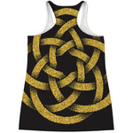 Gold Circle Celtic Knot Symbol Print Women's Racerback Tank Top
