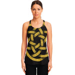 Gold Circle Celtic Knot Symbol Print Women's Racerback Tank Top