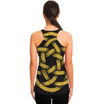 Gold Circle Celtic Knot Symbol Print Women's Racerback Tank Top