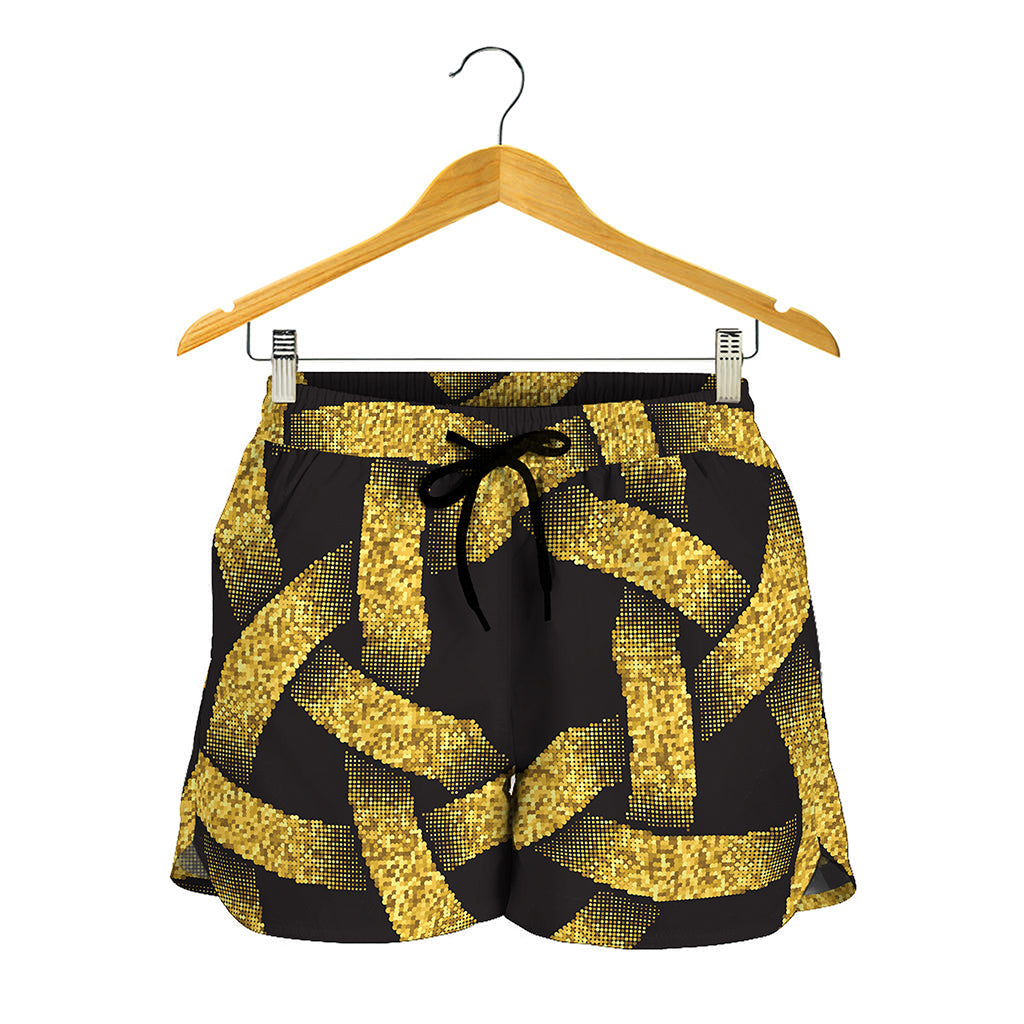 Gold Circle Celtic Knot Symbol Print Women's Shorts