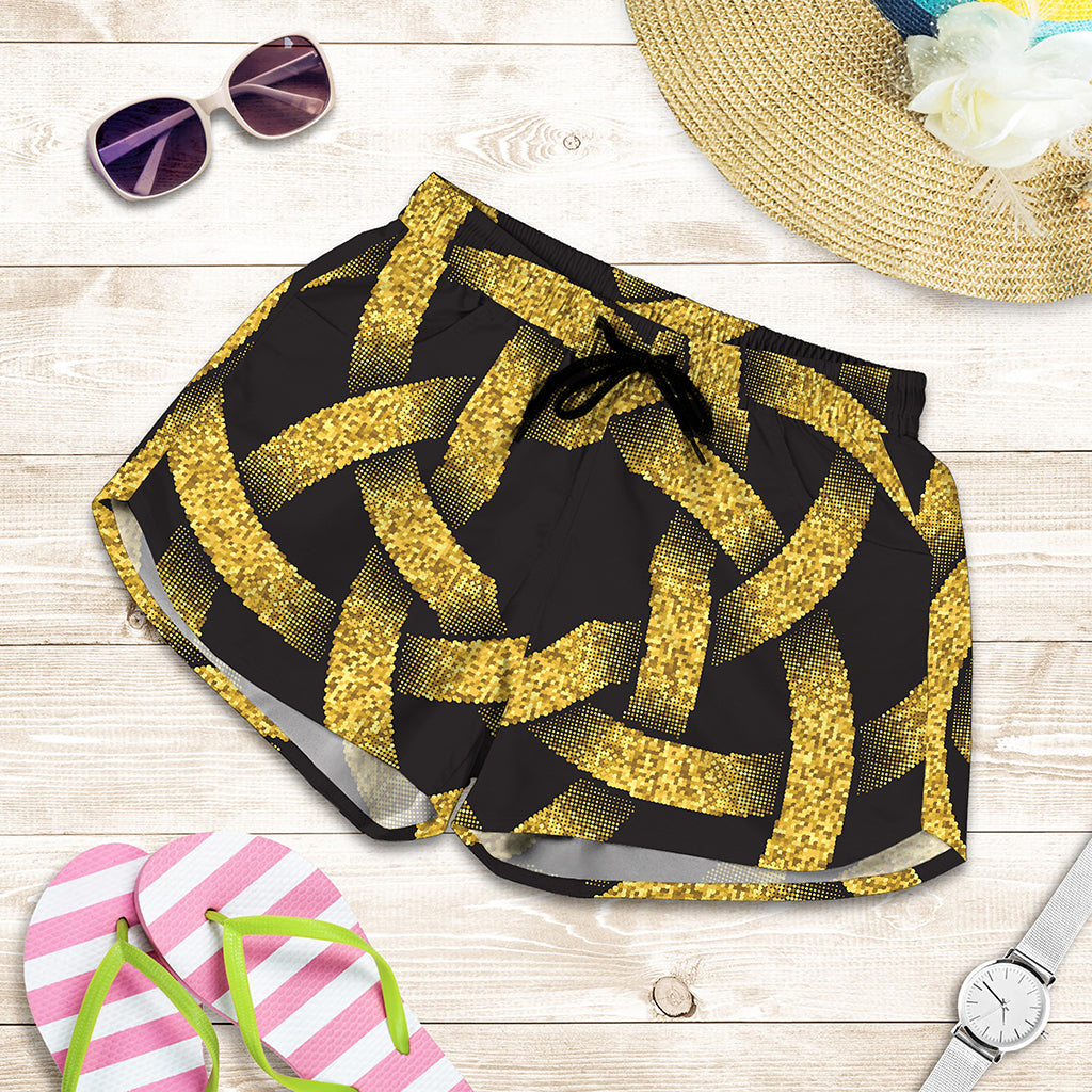 Gold Circle Celtic Knot Symbol Print Women's Shorts