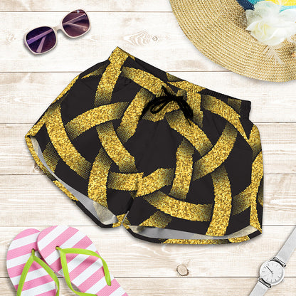 Gold Circle Celtic Knot Symbol Print Women's Shorts