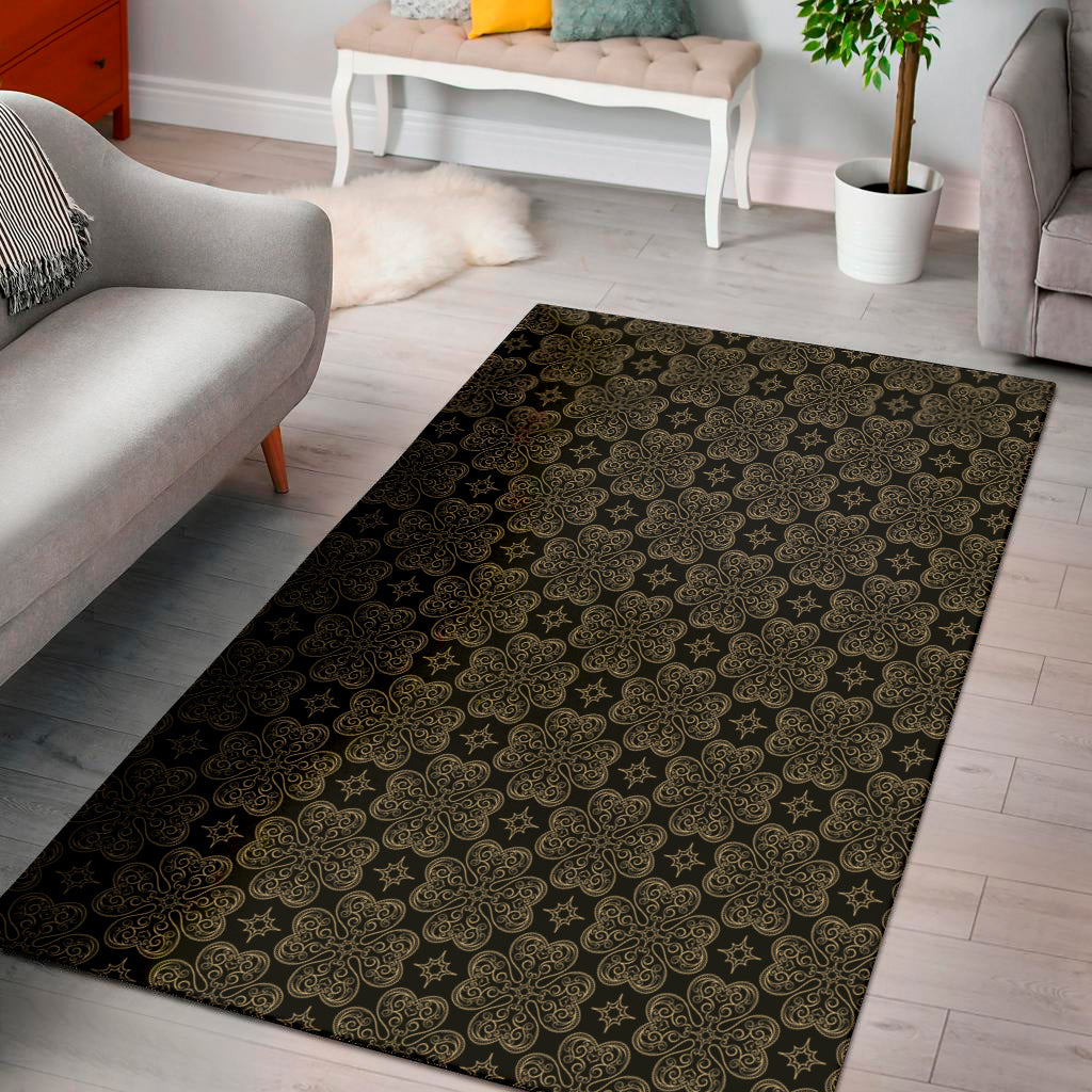 Gold Clover St. Patrick's Day Print Area Rug