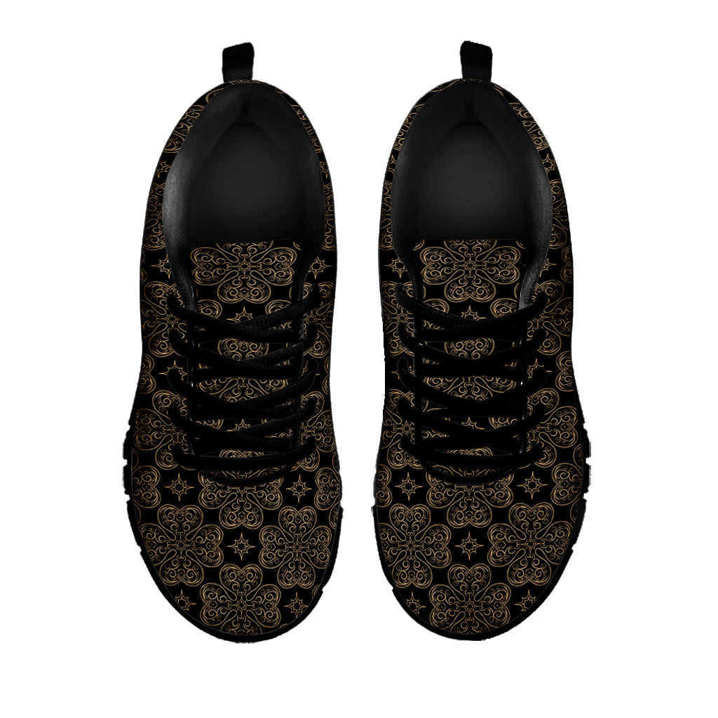Gold Clover St. Patrick's Day Print Black Sneakers