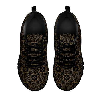 Gold Clover St. Patrick's Day Print Black Sneakers