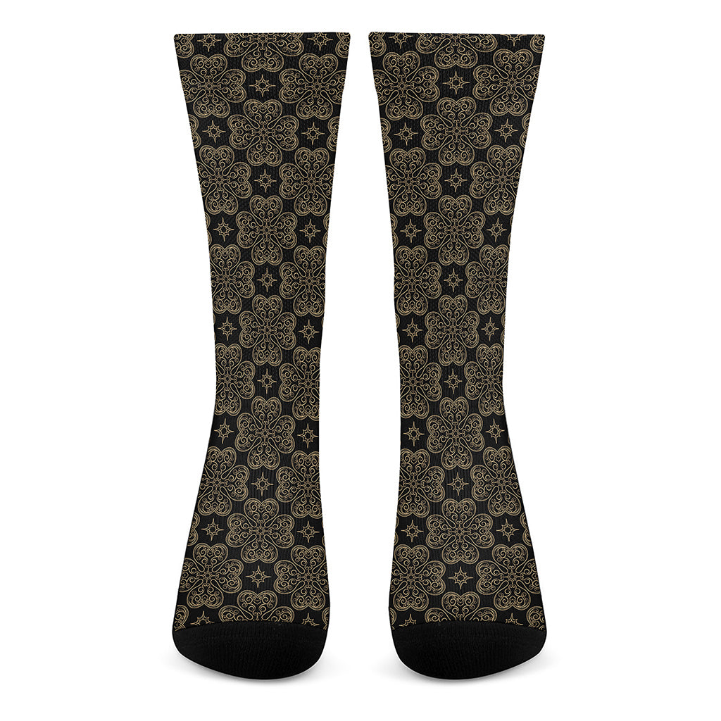 Gold Clover St. Patrick's Day Print Crew Socks