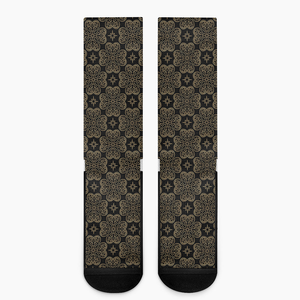 Gold Clover St. Patrick's Day Print Crew Socks