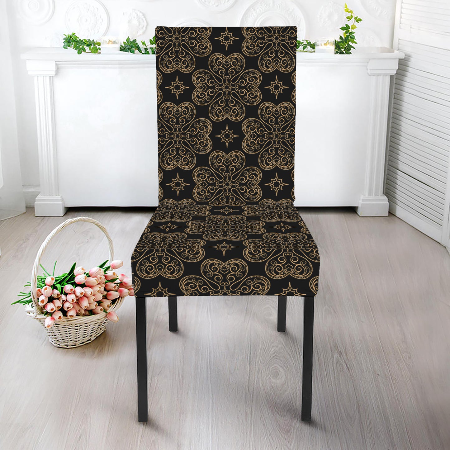 Gold Clover St. Patrick's Day Print Dining Chair Slipcover