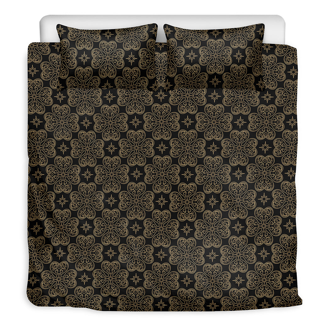 Gold Clover St. Patrick's Day Print Duvet Cover Bedding Set