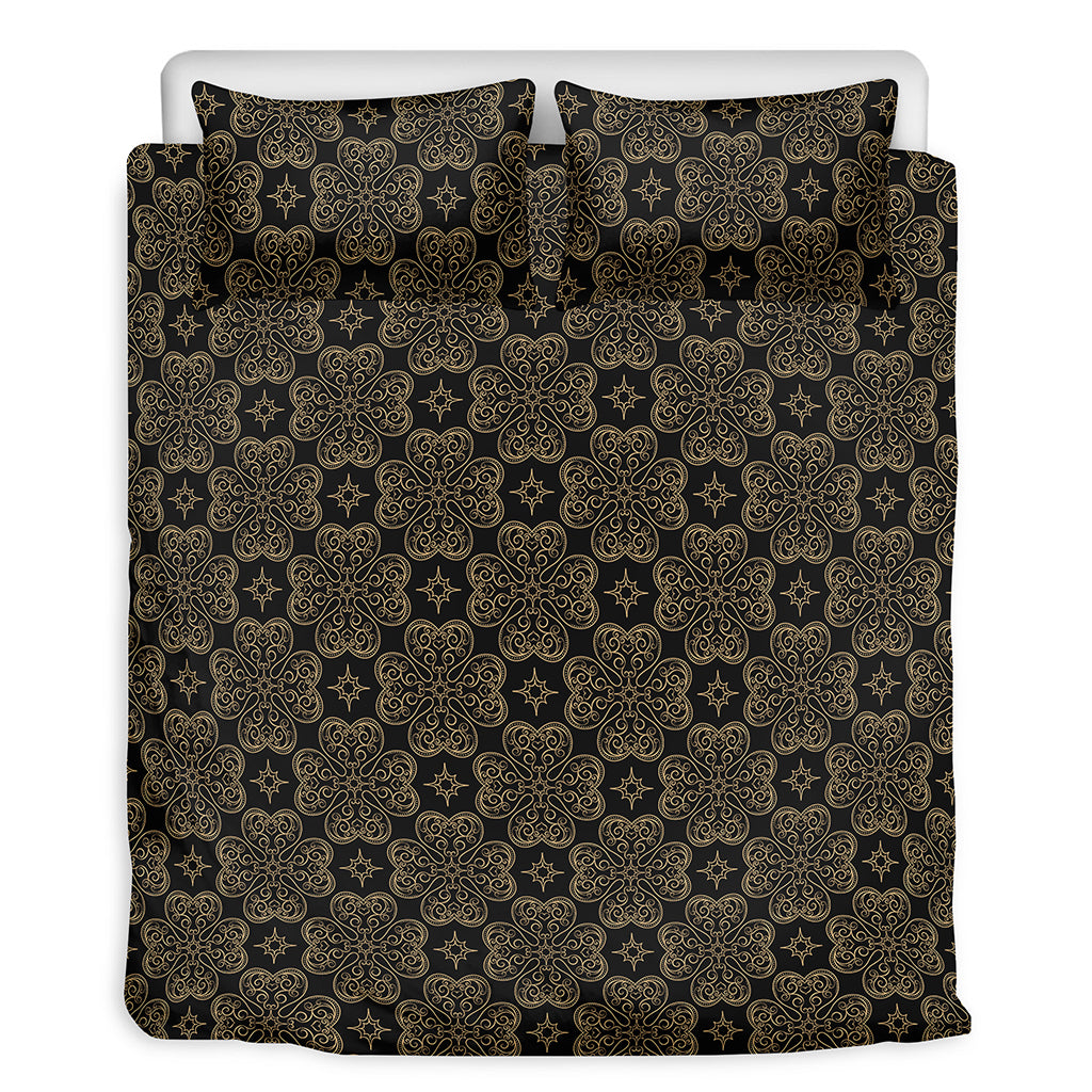 Gold Clover St. Patrick's Day Print Duvet Cover Bedding Set