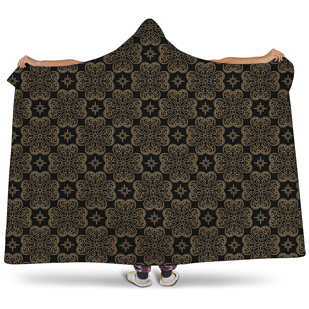 Gold Clover St. Patrick's Day Print Hooded Blanket