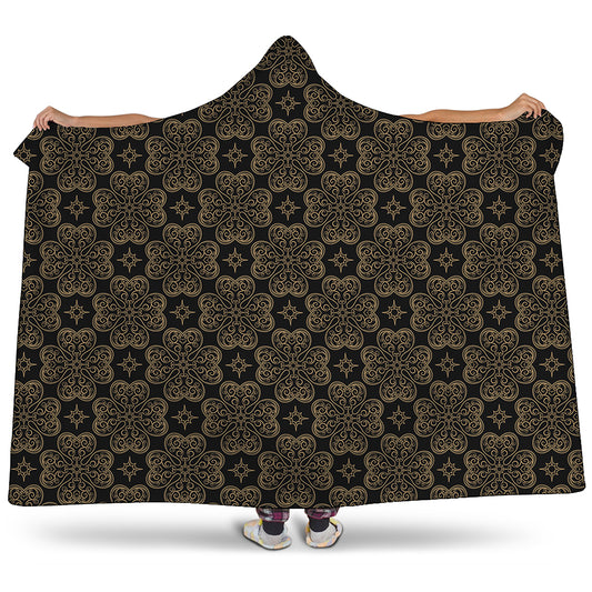 Gold Clover St. Patrick's Day Print Hooded Blanket