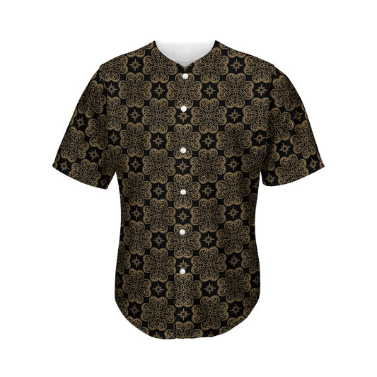 Gold Clover St. Patrick's Day Print Men's Baseball Jersey