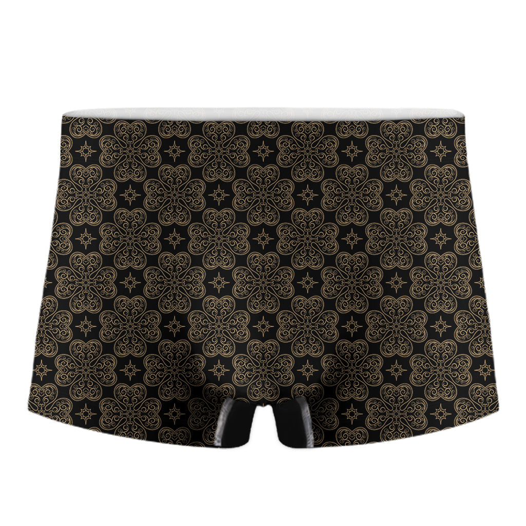 Gold Clover St. Patrick's Day Print Men's Boxer Briefs