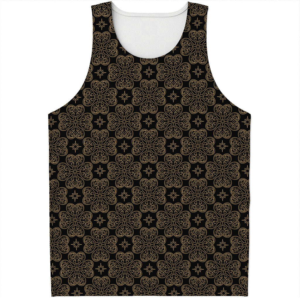 Gold Clover St. Patrick's Day Print Men's Tank Top