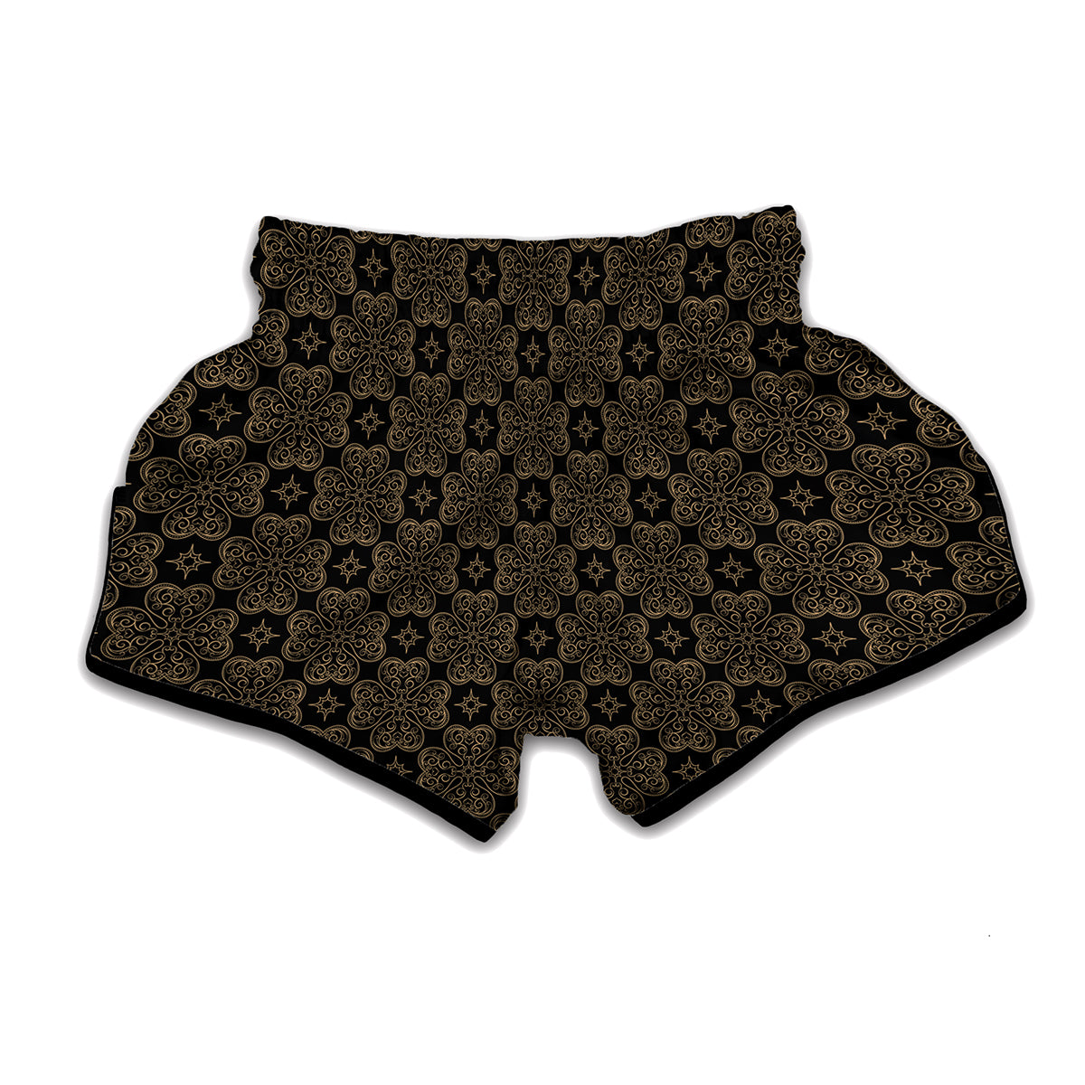 Gold Clover St. Patrick's Day Print Muay Thai Boxing Shorts