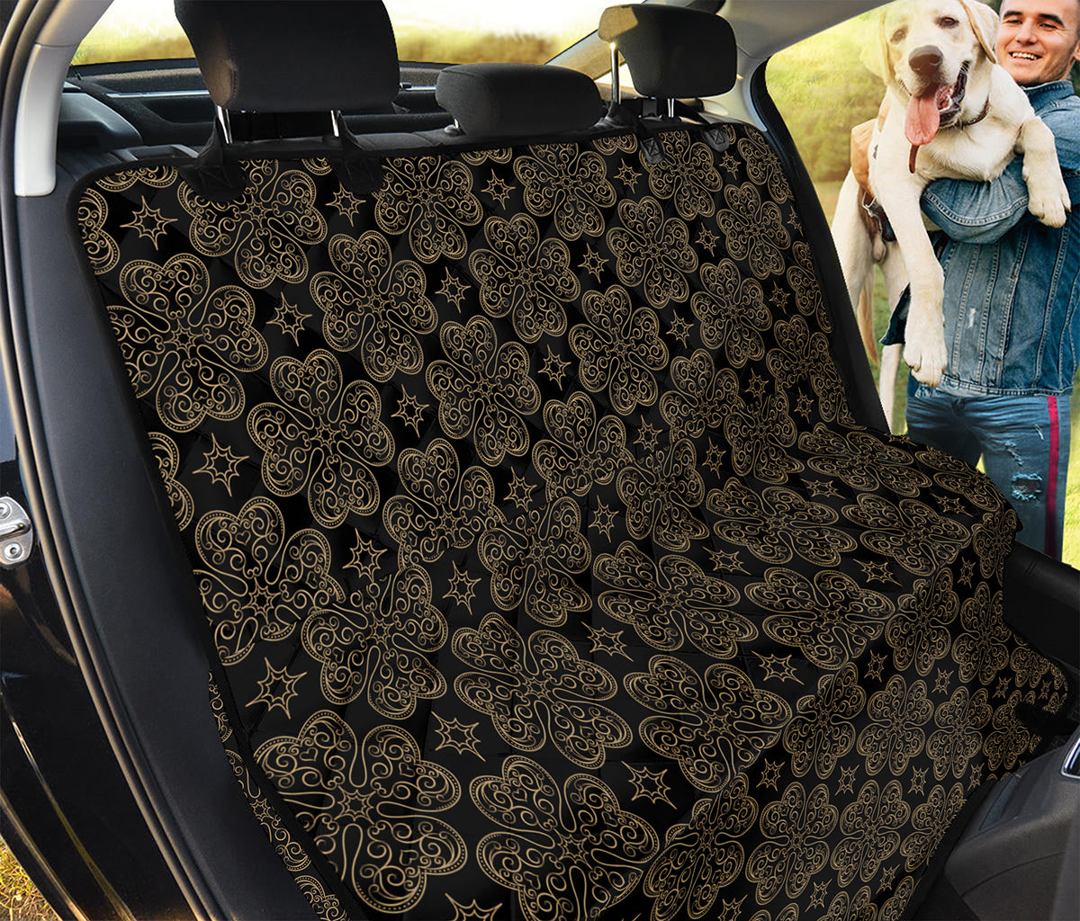 Gold Clover St. Patrick's Day Print Pet Car Back Seat Cover