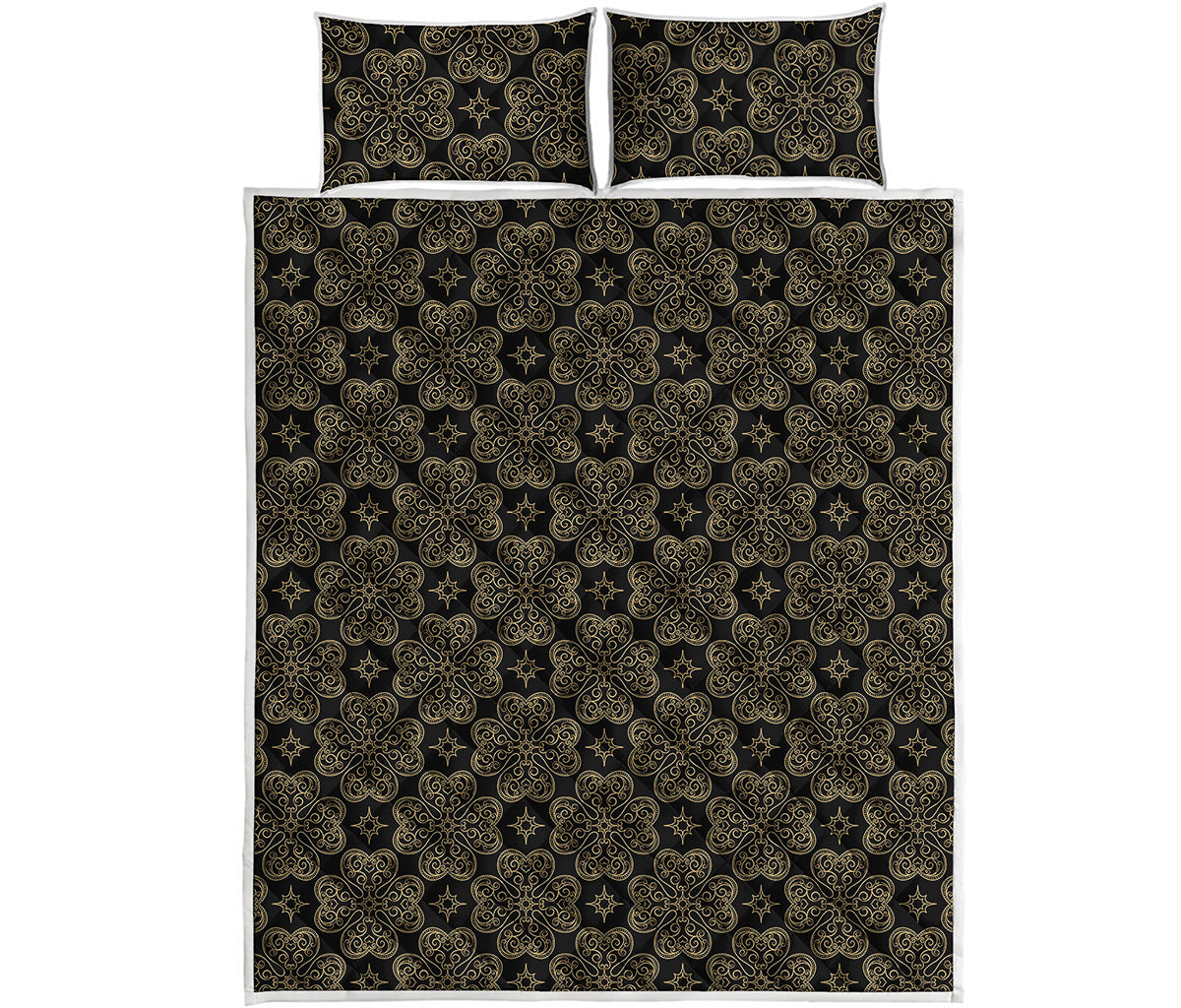 Gold Clover St. Patrick's Day Print Quilt Bed Set