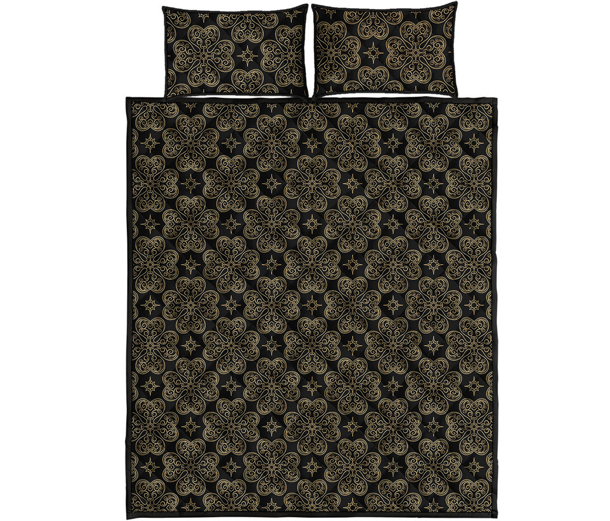 Gold Clover St. Patrick's Day Print Quilt Bed Set
