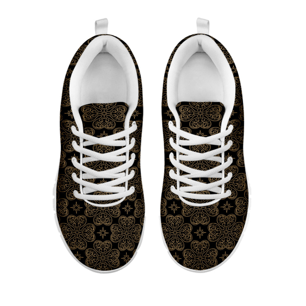 Gold Clover St. Patrick's Day Print White Sneakers