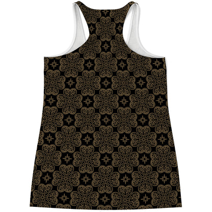 Gold Clover St. Patrick's Day Print Women's Racerback Tank Top