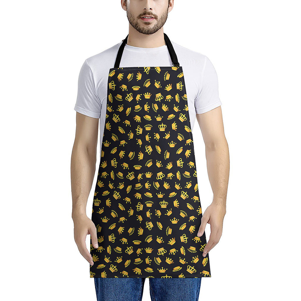 Gold Crown Pattern Print Apron