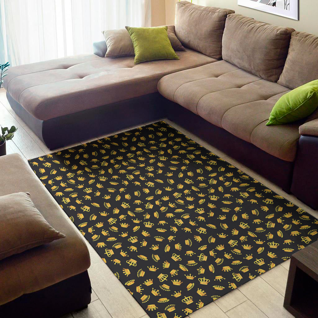 Gold Crown Pattern Print Area Rug