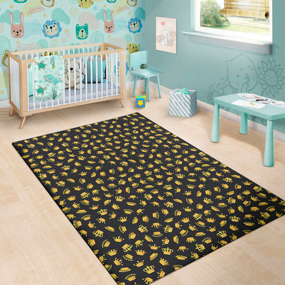 Gold Crown Pattern Print Area Rug