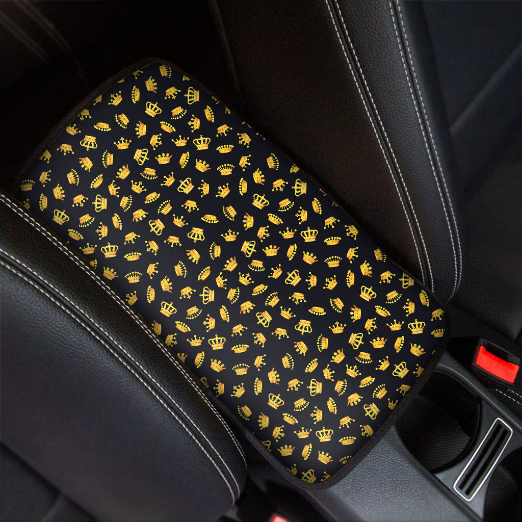 Gold Crown Pattern Print Car Center Console Cover