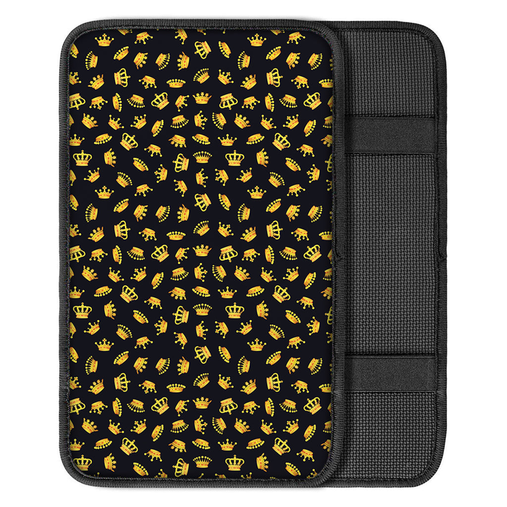 Gold Crown Pattern Print Car Center Console Cover