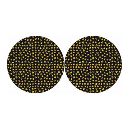 Gold Crown Pattern Print Car Coasters