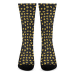 Gold Crown Pattern Print Crew Socks