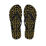 Gold Crown Pattern Print Flip Flops