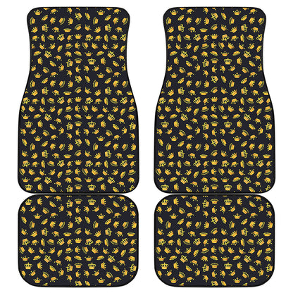 Gold Crown Pattern Print Front and Back Car Floor Mats