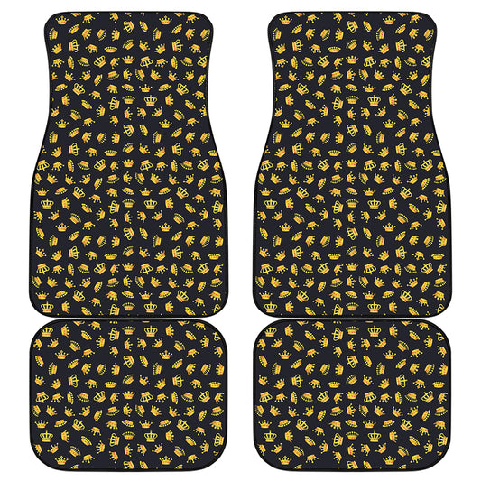 Gold Crown Pattern Print Front and Back Car Floor Mats