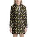 Gold Crown Pattern Print Pullover Hoodie Dress